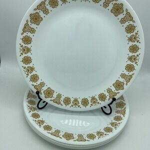Corelle Corning Butterfly Gold Dinner Plates 10.5" Set Of 5 Vintage Replacement